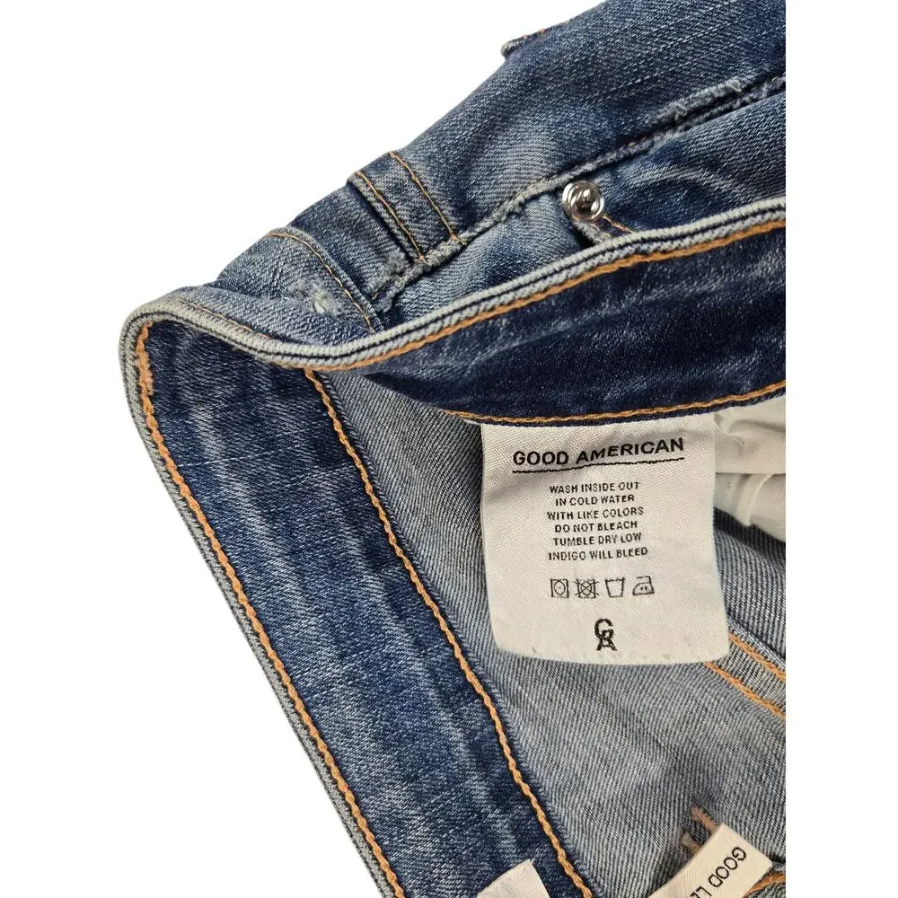 Good American Good Legs High Rise Pom Pom Skinny Jeans Size 27 4 Blue